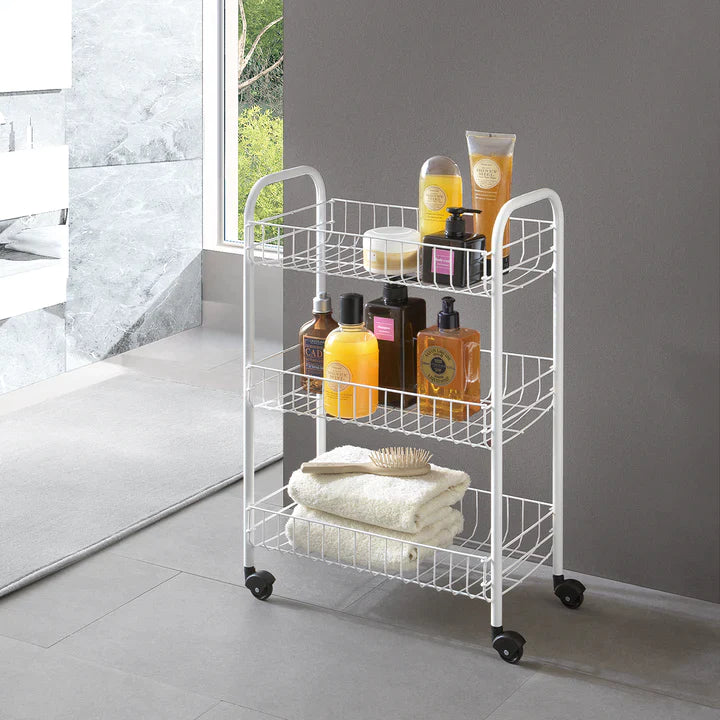 3 tire cart Kitchen Trolleys with so many items in the tire cart