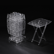 Vague Acrylic 4 Piece Oval Rectangular Coffee Tables Set with Stand - Al Makaan Store