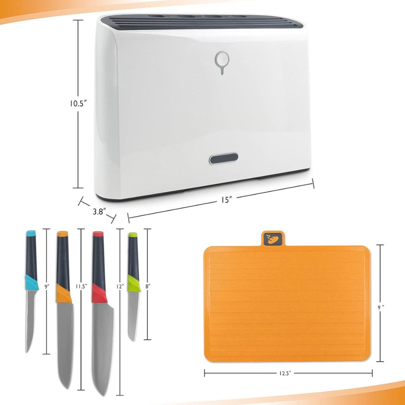Smart 9 Pcs Chopping Board and Knife Set With UV Disinfect Holder - Al Makaan Store