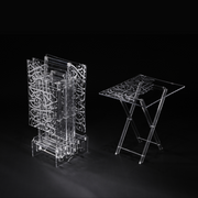 Vague Acrylic 4 Piece Curved Rectangular Coffee Tables Set with Stand Arabic Calligraphy Printing - Al Makaan Store