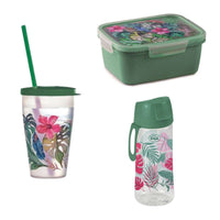 Snips Hawaii Adventure Kids Collection: Lunch Box 800 ml, Water Bottle 500 ml, and Cup 350 ml with Lid & Straw Set - Al Makaan Store