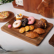 Vague Rectangular Acacia Wooden Serving Tray with Juice Groove 35 cm x 50 cm - Al Makaan Store