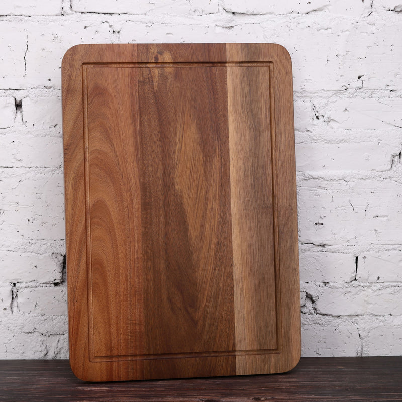 Vague Rectangular Acacia Wooden Serving Tray with Juice Groove 35 cm x 50 cm - Al Makaan Store