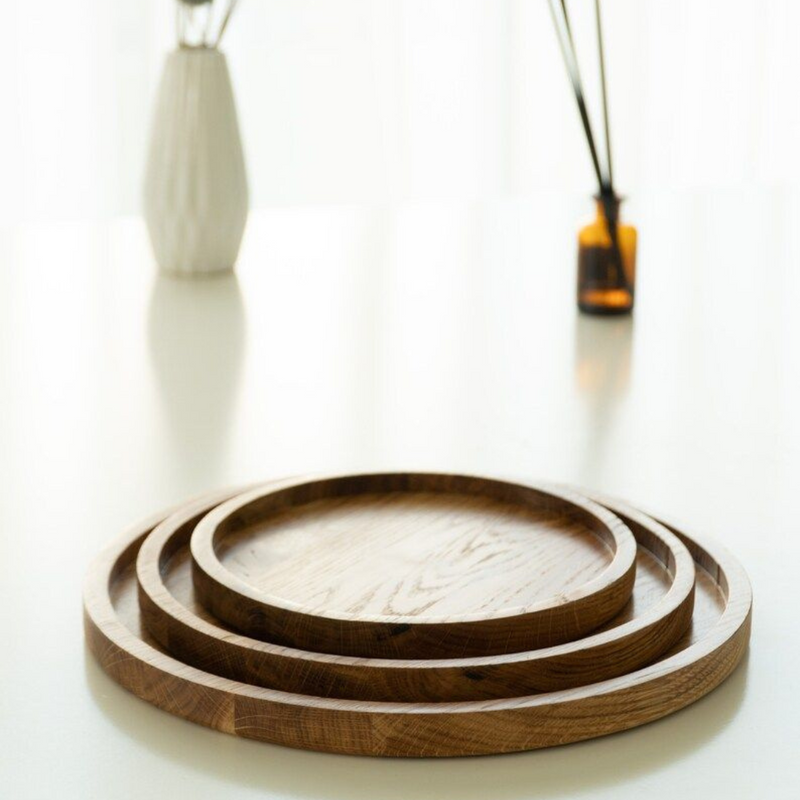 Vague Round Acacia Wooden Tray - Al Makaan Store