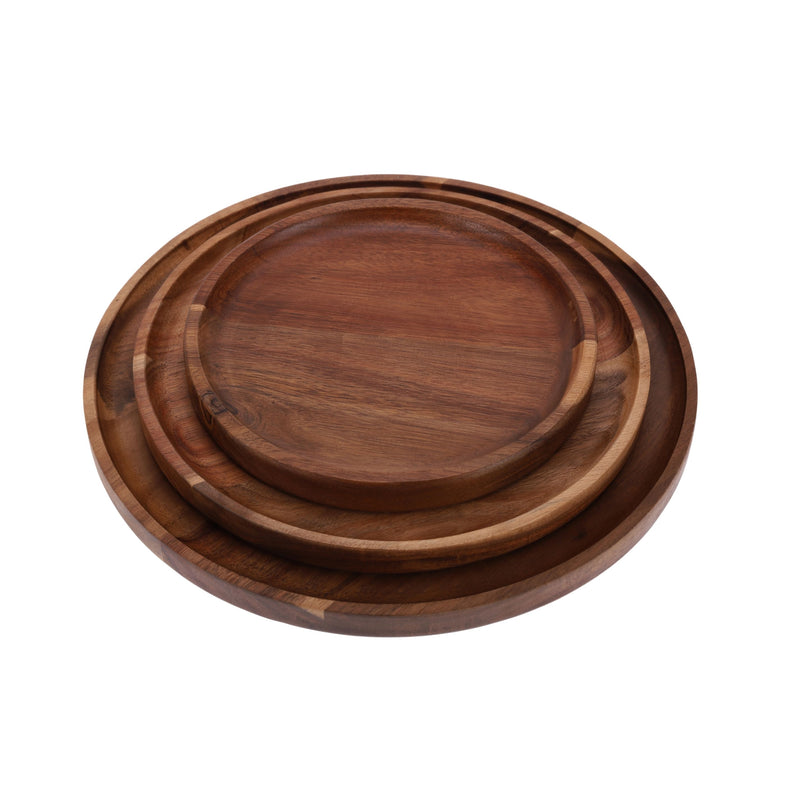 Vague Round Acacia Wooden Tray - Al Makaan Store