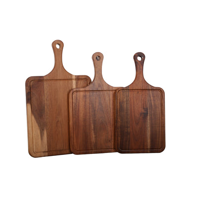 Vague Paddle Acacia Wooden Serving Tray with Juice Groove - Al Makaan Store
