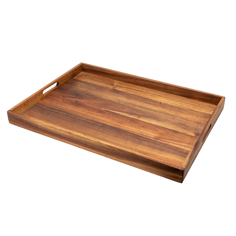 Vague Wooden Rectangular Tray with Handles 64 x 46 x 5 cm - Al Makaan Store