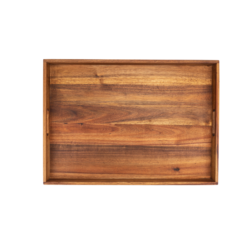 Vague Wooden Rectangular Tray with Handles 64 x 46 x 5 cm - Al Makaan Store