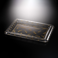 Vague Acrylic Golden leaf Desing Tray - Al Makaan Store