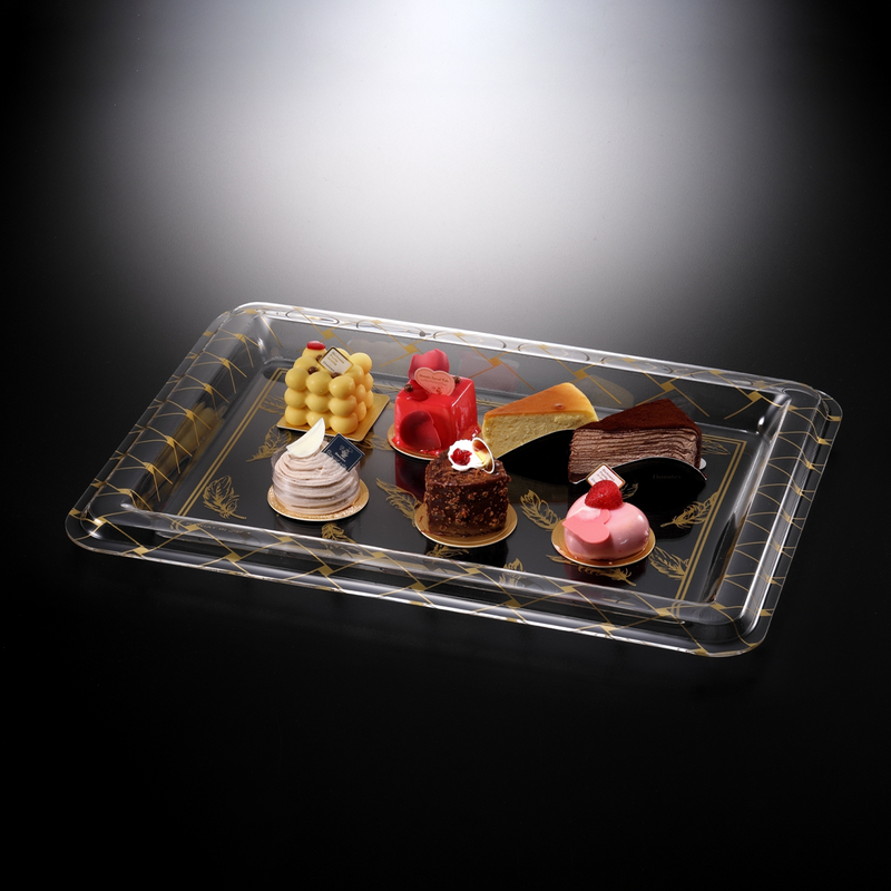 Vague Acrylic Golden leaf Desing Tray - Al Makaan Store