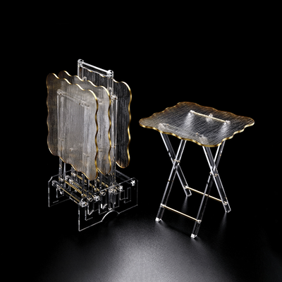 Vague Acrylic 4 Coffee Tables with Stand Set - Al Makaan Store