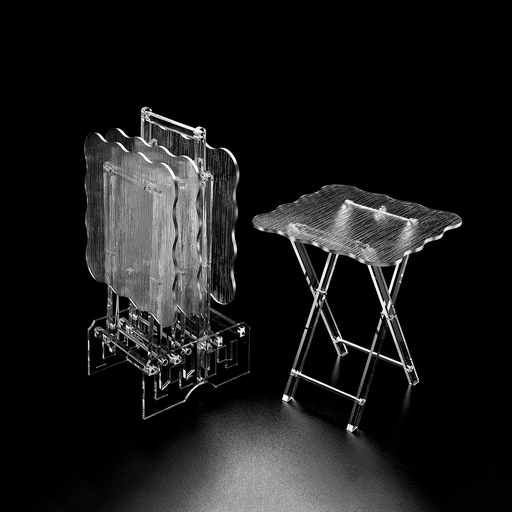 Vague Acrylic 4 Coffee Tables with Stand Set - Al Makaan Store