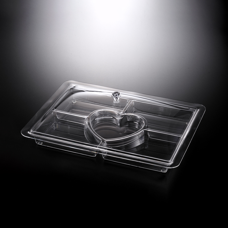 Vague Acrylic Rectangular Serving Set with Dividers 49 cm - Al Makaan Store