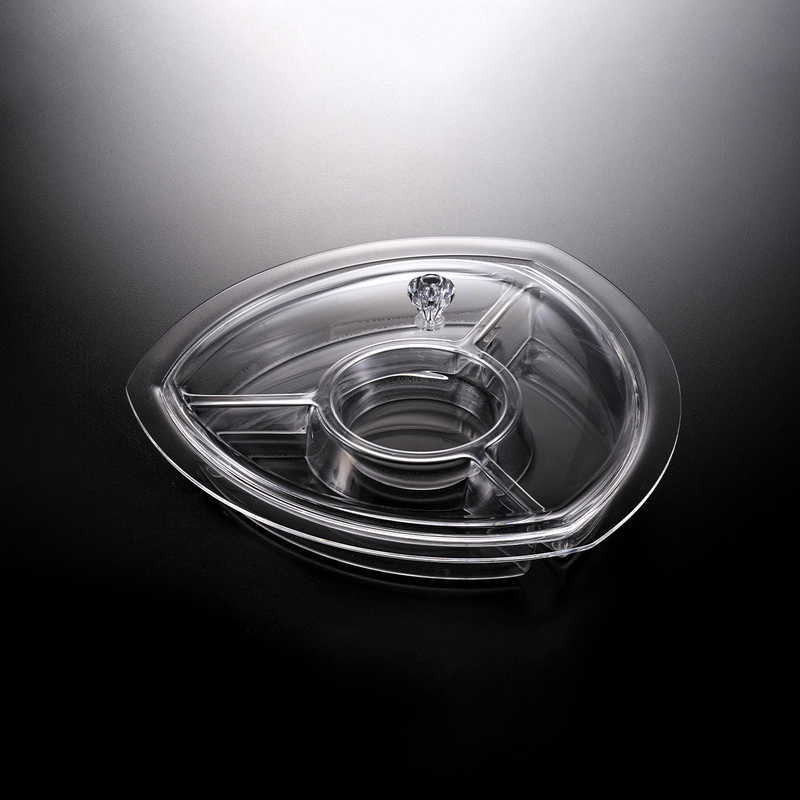 Vague Acrylic Triangle Serving Set with Dividers 35 cm - Al Makaan Store