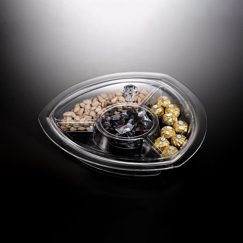 Vague Acrylic Triangle Serving Set with Dividers 35 cm - Al Makaan Store