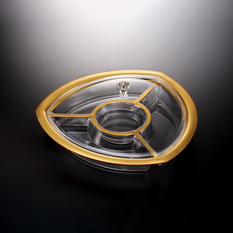 Vague Acrylic Triangle Serving Set with Dividers 35 cm - Al Makaan Store