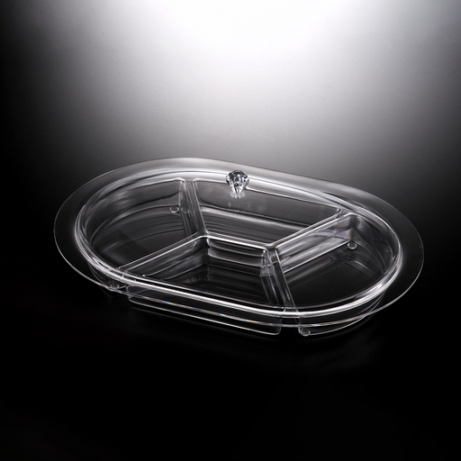 Vague Acrylic Oval Serving Set with Dividers 49 cm - Al Makaan Store