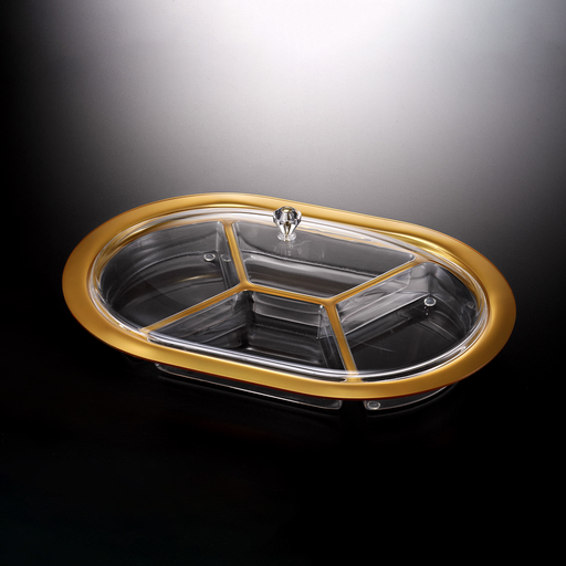 Vague Acrylic Oval Serving Set with Dividers 49 cm - Al Makaan Store