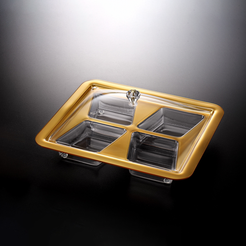 Vague Acrylic Square Serving Set with Dividers 34 cm - Al Makaan Store