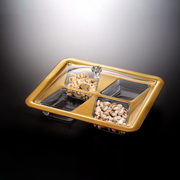 Vague Acrylic Square Serving Set with Dividers 34 cm - Al Makaan Store
