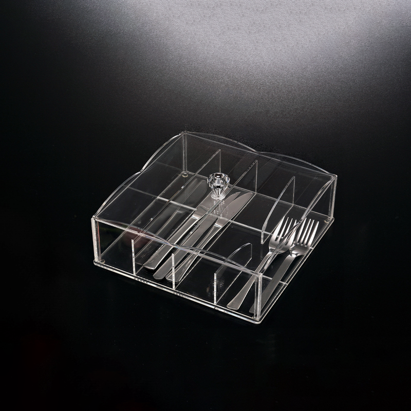 Vague Acrylic Square Cutlery Holder 24 cm - Al Makaan Store