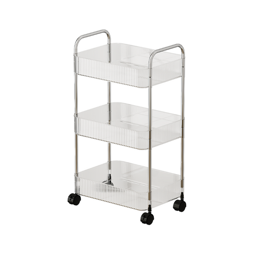 Vague Stainless Steel 3 Tier Transparent Trolley Cart 40 cm x 28.5 cm x 69.7 cm - Al Makaan Store