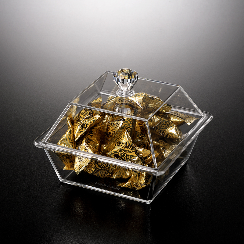 Vague Acrylic Square Clear Bowl Set 14 x 14 cm