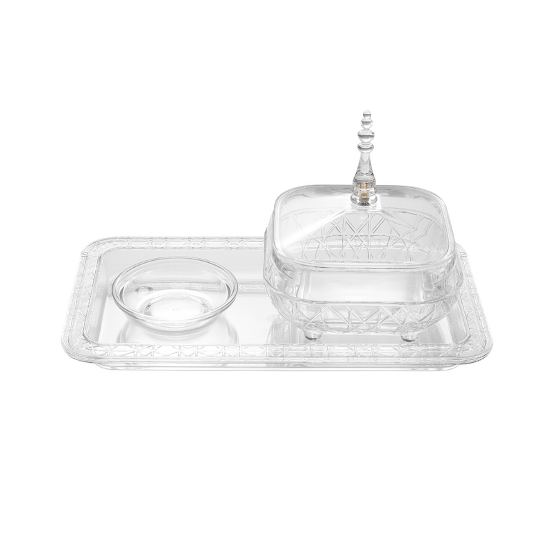 Vague Square Acrylic tray 26 cm x 15 cm with Date Bowl Set