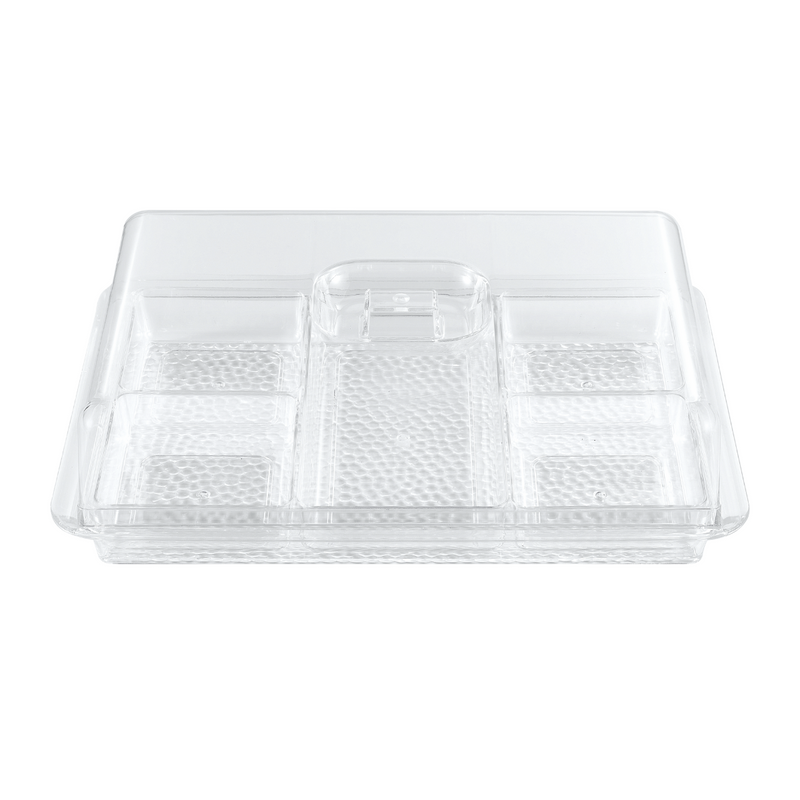 Vague Rectangle Acrylic Candy Box 14.5'' with 5 Inner Bowls Set