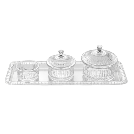 Vague Acrylic Round Date Serving Set with Rectangular Tray - Al Makaan Store