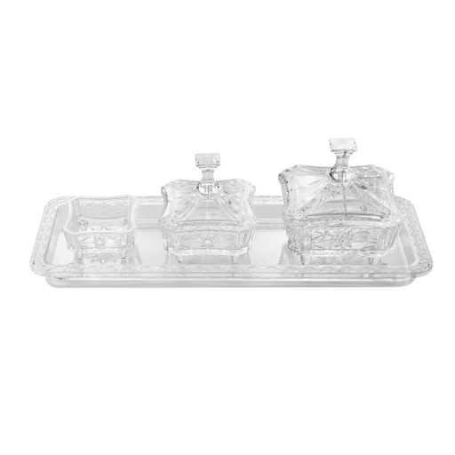 Vague Acrylic Square Date Serving Set with Rectangular Tray - Al Makaan Store