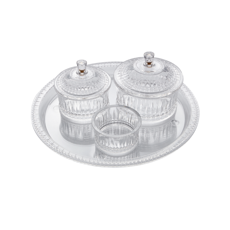 Vague Acrylic Round Date Serving Set with Round Tray - Al Makaan Store