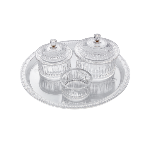 Vague Acrylic Round Date Serving Set with Round Tray - Al Makaan Store