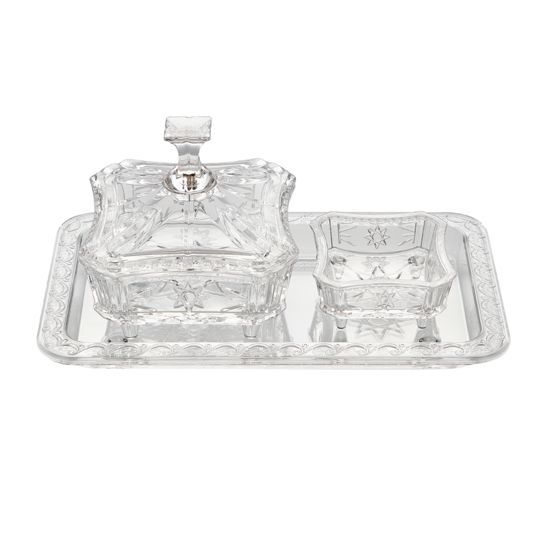 Vague Acrylic Square Date Serving Set with Tray - Al Makaan Store
