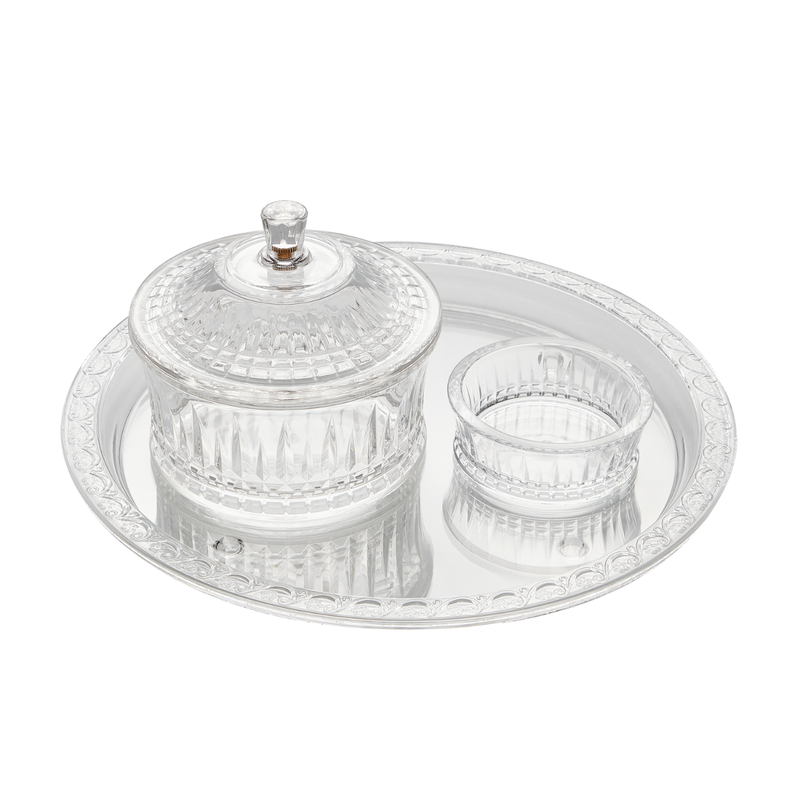 Vague Acrylic Round Date Serving Set with Tray - Al Makaan Store