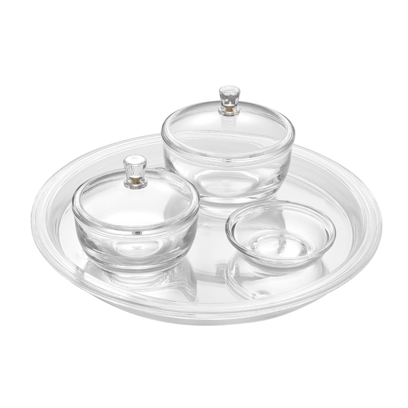 Vague Acrylic Round Date Serving Set with Round Tray and Bowls - Al Makaan Store