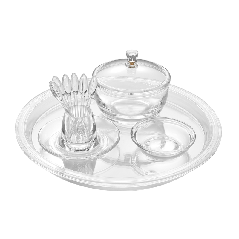 Vague Acrylic Round Date Serving Set with Round Tray and Spoon Set - Al Makaan Store