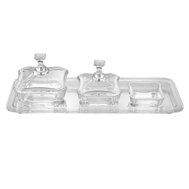 Vague Acrylic Square Date Serving Set with Rectangular Tray - Al Makaan Store