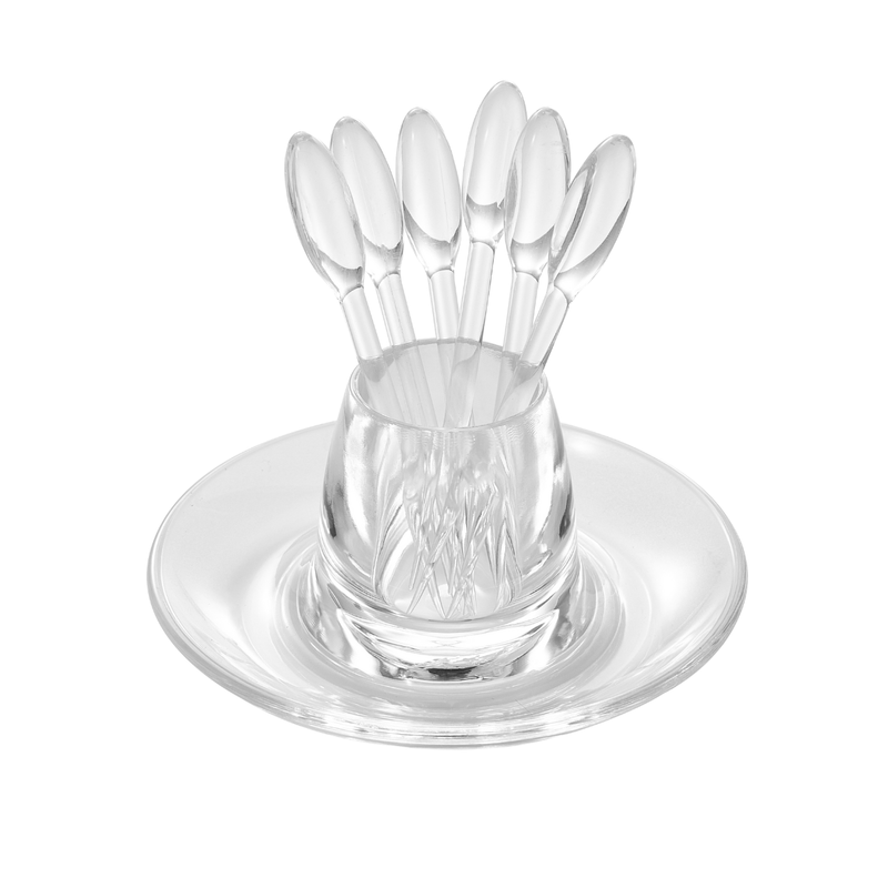 Vague Acrylic Round Date Serving Set with 6 Forks - Al Makaan Store