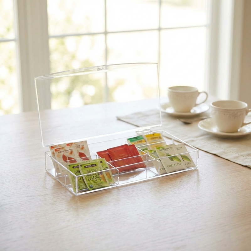 Vague Acrylic Tea Bag Box with Nine Comparment