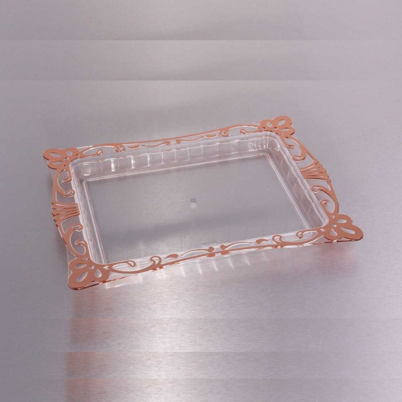 Vague Acrylic Small Tray Carving Design Rose Gold