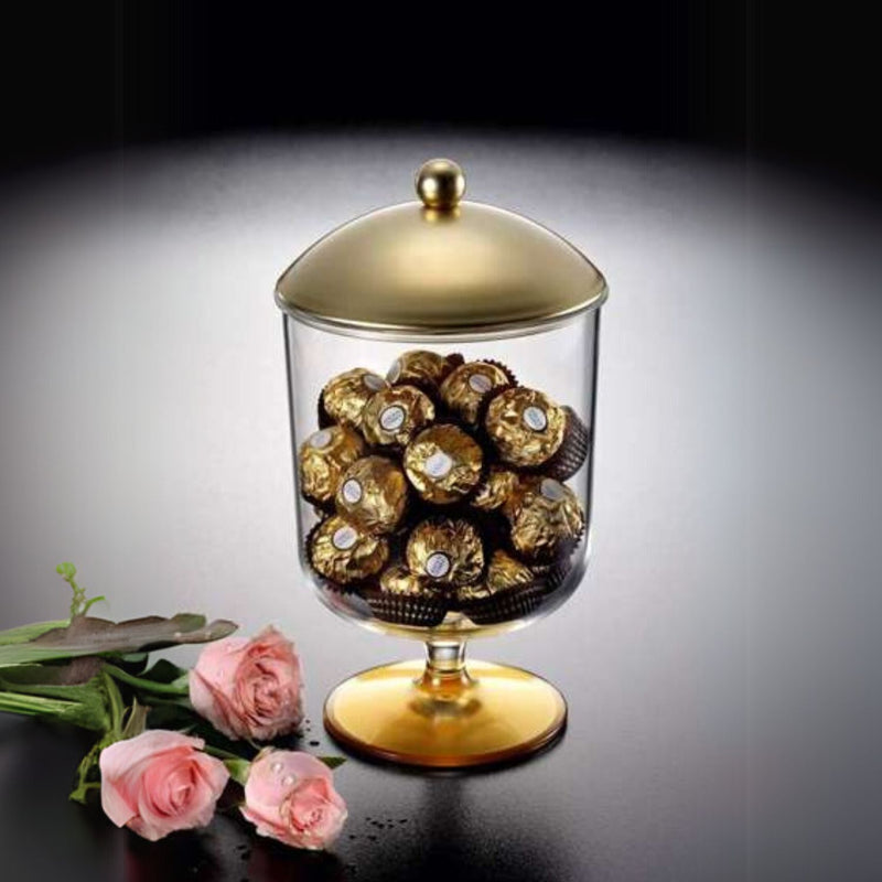 Vague Acrylic Round Candy Box Large Gold