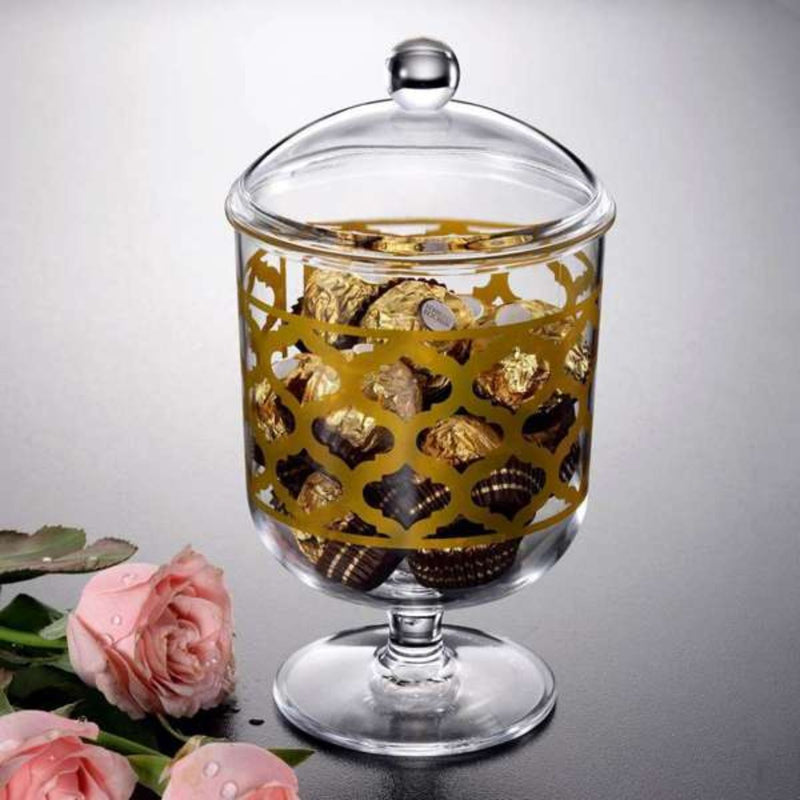 Vague Acrylic Round Candy Box Large Gold
