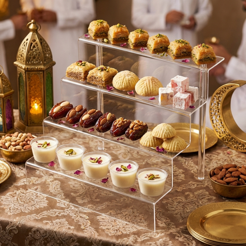 Vague Acrylic Stairs Dessert Display Stand 28.3 cm