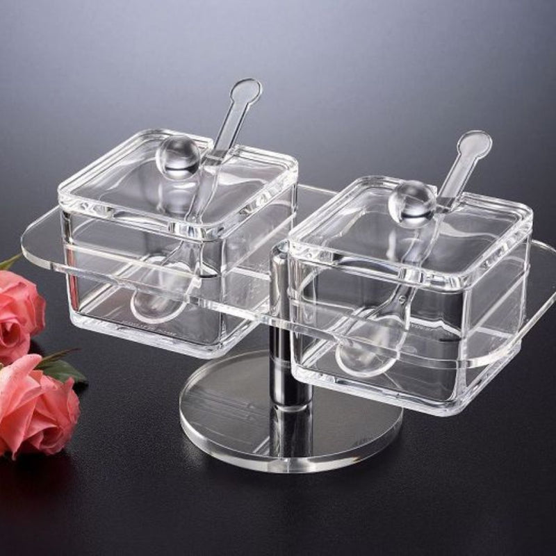 Vague Acrylic Square Sugar Set with Stand - Al Makaan Store