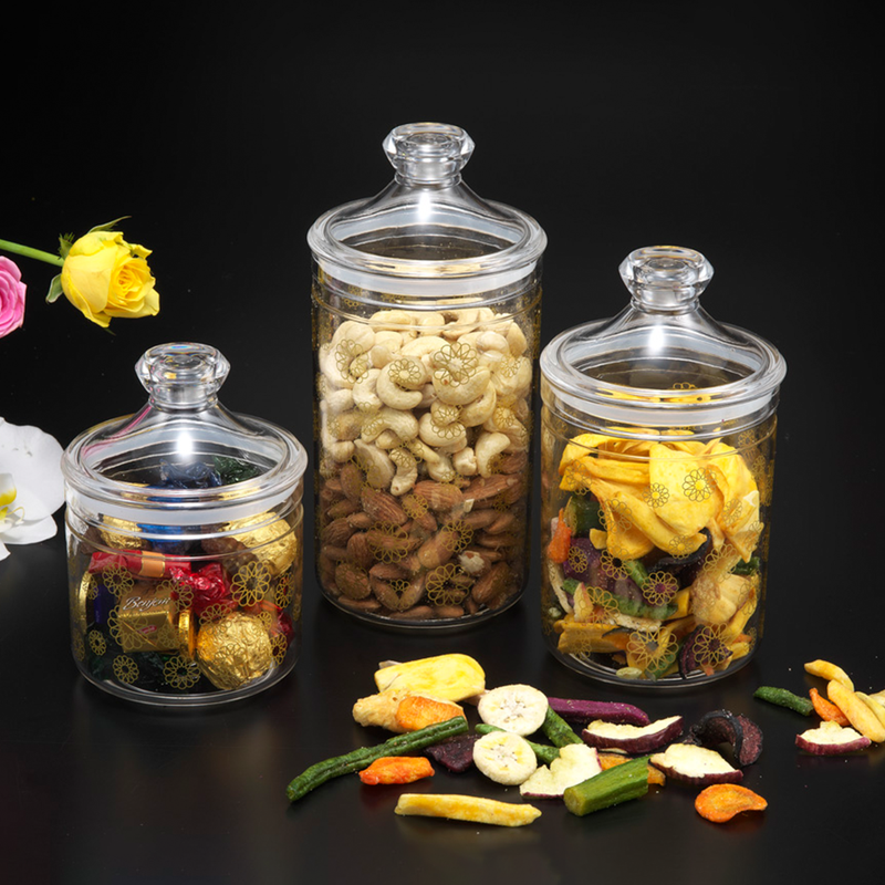Vague Acrylic Long Jar Gold Printed - Al Makaan Store