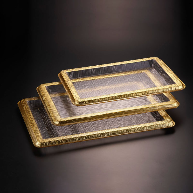 Vague Acrylic Bark Golden Tray - Al Makaan Store