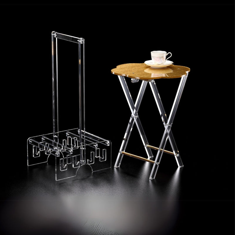 Vague Acrylic 4 Piece Tables Set Bark Design