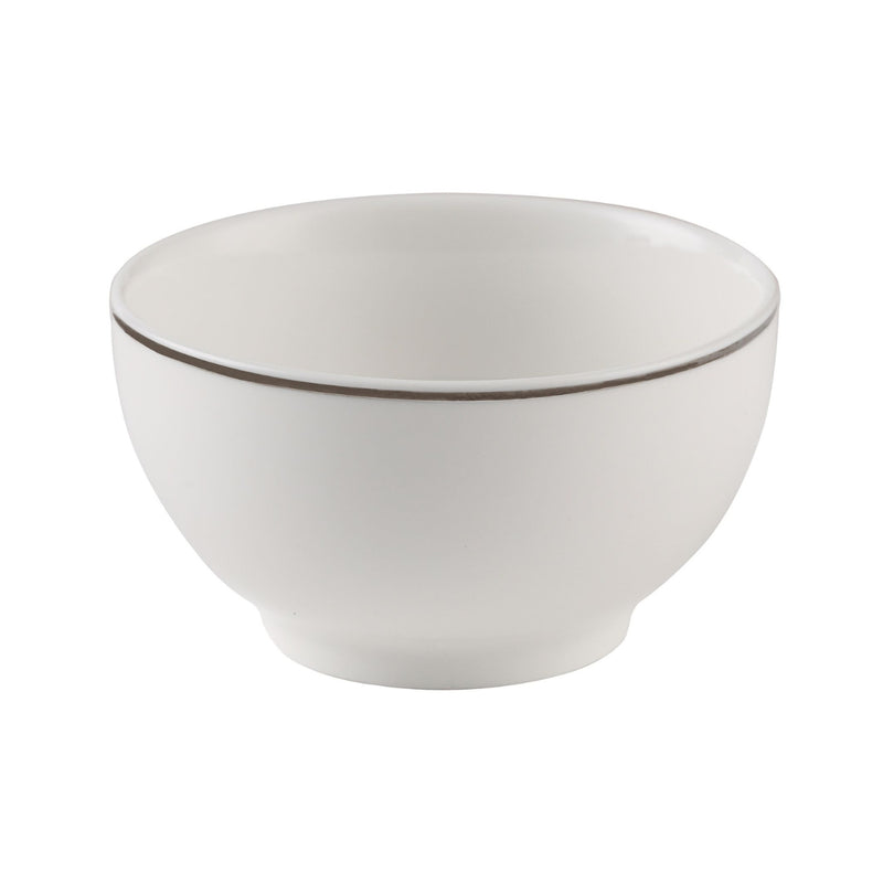 Decopor New Bone China Ivory Bowl 3.75" with Sliver Rim