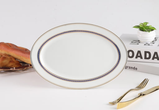 Decopor 12" Oval Plate Midnight Gold Design - Al Makaan Store